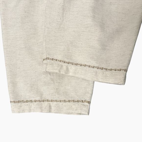 Lemon Grass Pants Capri Size Large Beige Cotton Blend Pull On Pockets Boho - Picture 5 of 12